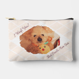 Custom Dog Photo Milk Beige Poodle Mom Gift Pouch Etui