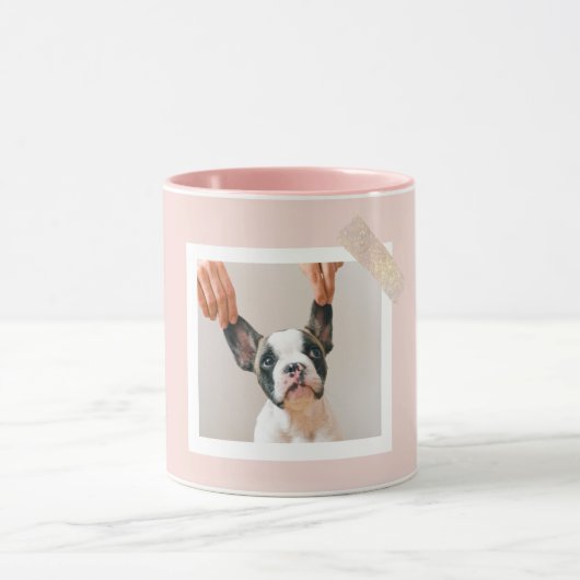 Custom Dog Photo Mok met Pastel Roze Lijst | Schat (Midden)