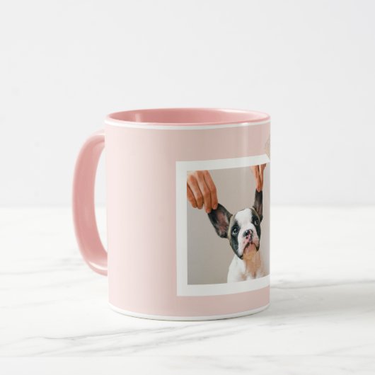 Custom Dog Photo Mok met Pastel Roze Lijst | Schat (Voorkant links)