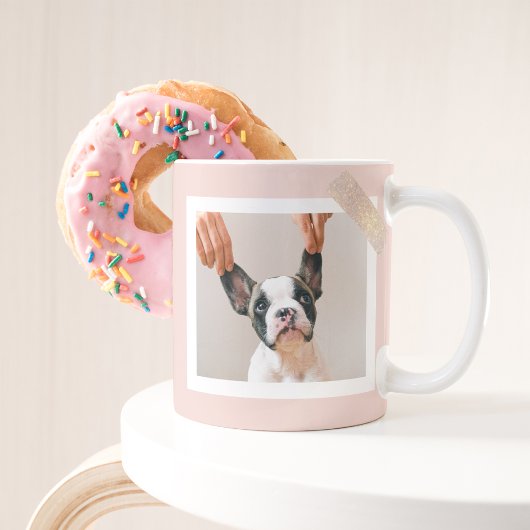 Custom Dog Photo Mok met Pastel Roze Lijst | Schat