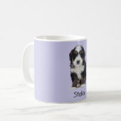 Custom Dog Photo Mok – Misty Lila met Pet Name (Voorkant links)