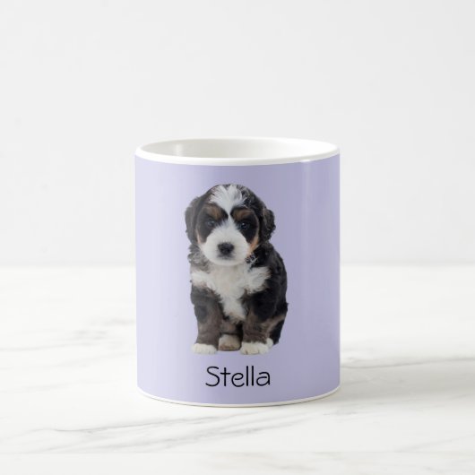 Custom Dog Photo Mok – Misty Lila met Pet Name (Center)