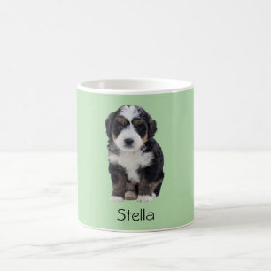 Custom Dog Photo Mok – Pastel Groen met Pet Naam
