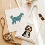 Custom Dog Photo & Name Personalized Doodle Mom Tote Bag<br><div class="desc">Celebrate the unbreakable bond with your furry best friend using this charming two-sided tote bag. The front showcases your favorite custom dog photo and name, while the back features a stylish teal Doodle silhouette for a modern, heartfelt touch. To achieve the professional, clean-cut look seen in our sample, simply select...</div>