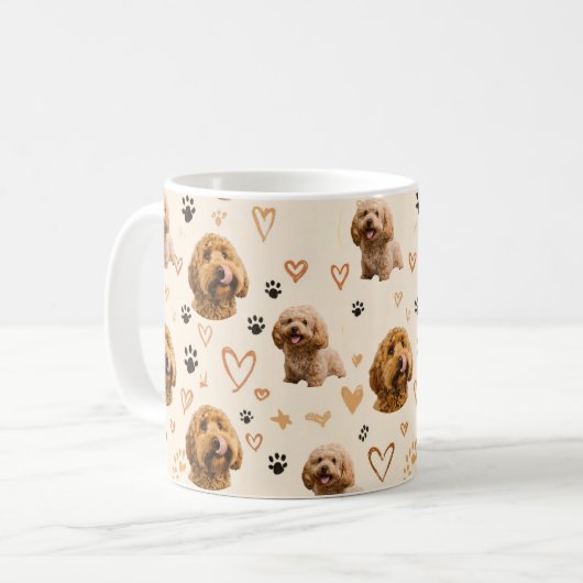 Custom Dog Photo Pattern  Koffiemok (Voorkant links)