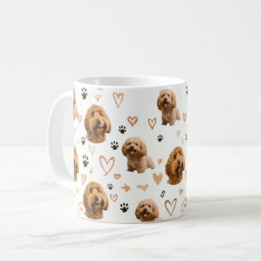 Custom Dog Photo Pattern Koffiemok (Voorkant links)
