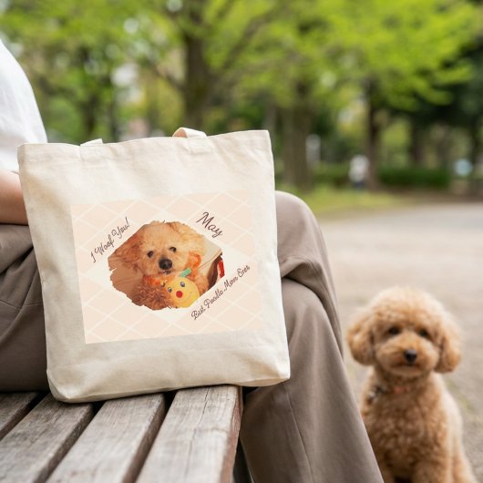 Custom Dog Photo Personalized Poodle Mom Gift Tote Bag