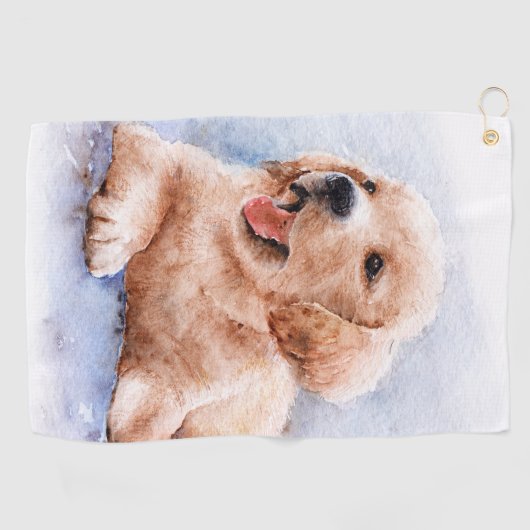 Custom Dog Photo Pet Cute Golfer  Golfhanddoek (Horizontaal)