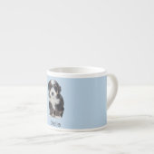 Custom Dog Photo – Poederblauw met Pet Name - Espresso Kop (Voorkant rechts)