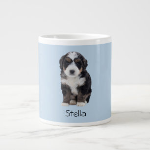 Custom Dog Photo – Poederblauw met Pet Name - Grote Koffiekop