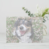 Custom Dog Photo Schattige Pet 2024 Kalender Kaart (Staand voorkant)