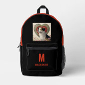 Custom Dog Photo Sinaasappel Monogram Gepersonalis Bedrukte Rugzak (Voorkant)