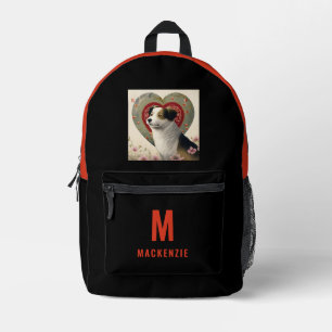 Custom Dog Photo Sinaasappel Monogram Gepersonalis Bedrukte Rugzak