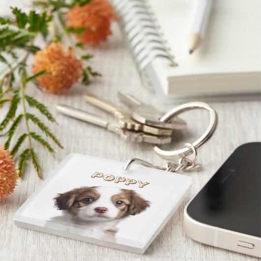 Custom Dog Photo Sleutelhanger - Persoonlijke naam (Voorkant Rechts)
