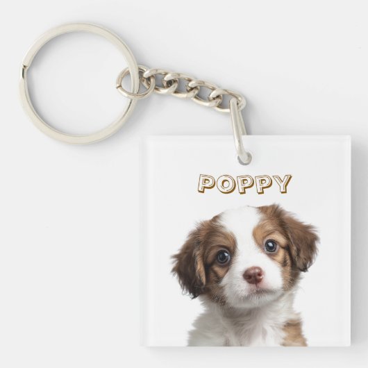 Custom Dog Photo Sleutelhanger - Persoonlijke naam (voorkant)