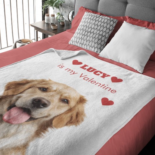 Custom Dog Photo Valentine's Day Blanket Fleece Deken