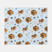 Custom Dog Photo with Hearts Blue Fleece Deken (Voorkant (Horizontaal))