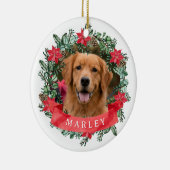 Custom Dog Photo with Name Wreath Keramisch Ornament (Rechts)