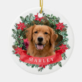 Custom Dog Photo with Name Wreath Keramisch Ornament (Voorkant)
