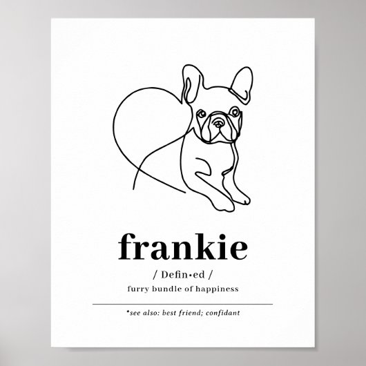 Custom Dog Portrait French Bulldog Line Art Poster (Voorkant)