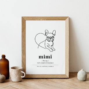 Custom Dog Portrait French Bulldog Line Art Poster