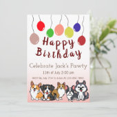 Custom-Dog Puppy Verjaardagsfeestje Paw-ty Uitnodi Kaart (Staand voorkant)