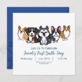 Custom-Dog Puppy Verjaardagsfeestje Paw-ty Uitnodi Kaart (Voorkant / Achterkant)