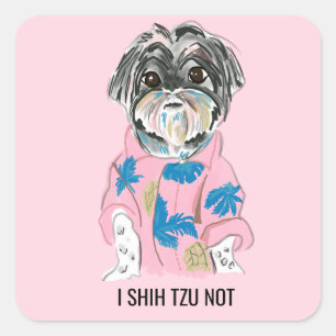 CUSTOM DOG SHIHTZU VOEG UW EIGEN VIERKANTE STICKER