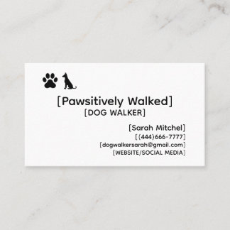 Custom Dog Walker and Dog Groomer Business Cards Visitekaartje