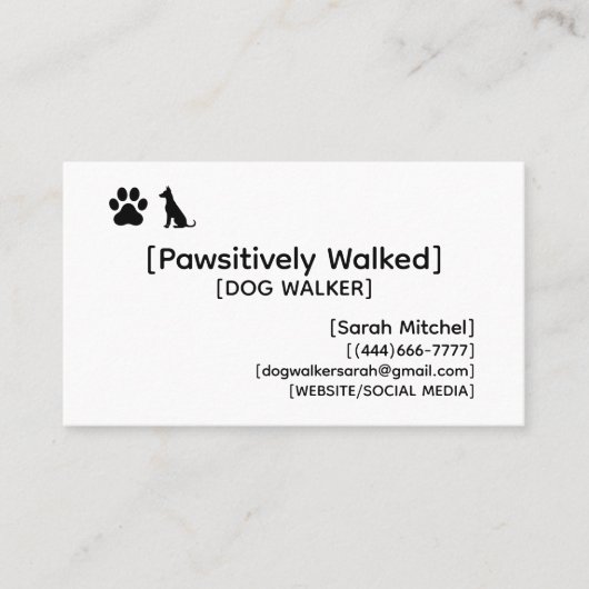 Custom Dog Walker and Dog Groomer Business Cards Visitekaartje (Voorkant)