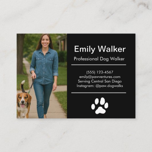 Custom Dog Walker Business Card with Photo Visitekaartje (Voorkant)