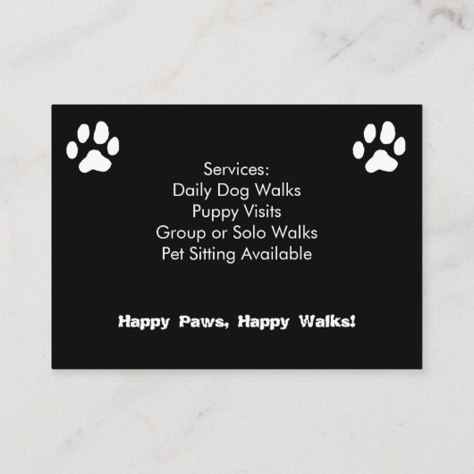 Custom Dog Walker Business Card with Photo Visitekaartje (Achterkant)