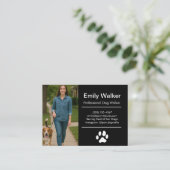 Custom Dog Walker Business Card with Photo Visitekaartje (Staand voorkant)