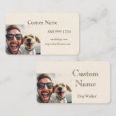 Custom Dog Walker, Pet Sitting Business Service Visitekaartje (Voorkant / Achterkant)