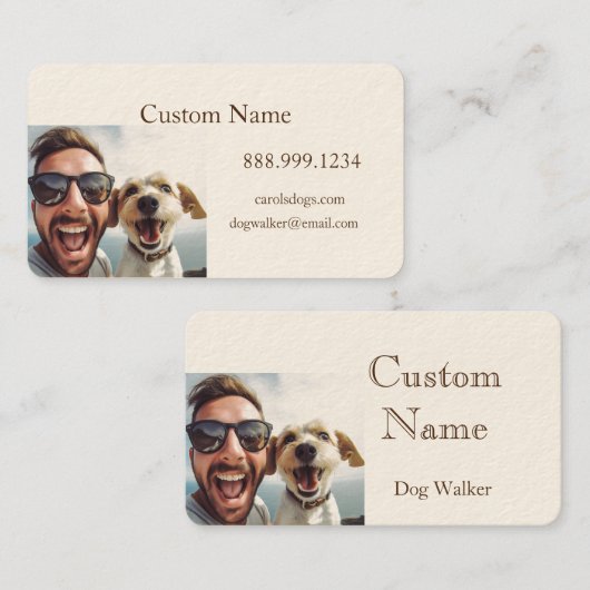 Custom Dog Walker, Pet Sitting Business Service Visitekaartje (Voorkant / Achterkant)