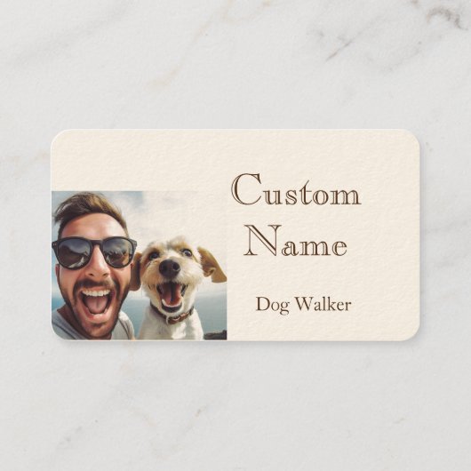 Custom Dog Walker, Pet Sitting Business Service Visitekaartje (Achterkant)