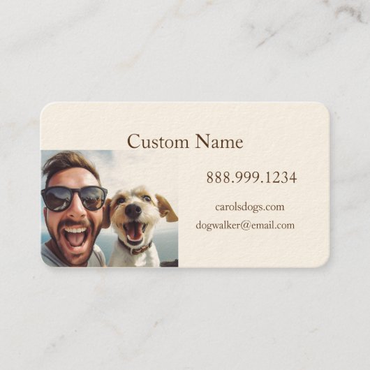 Custom Dog Walker, Pet Sitting Business Service Visitekaartje (Voorkant)