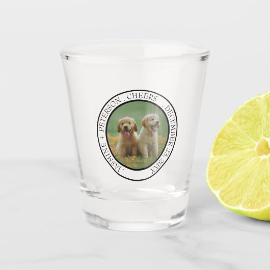 Custom Dog Wedding Favor Dog of Honor Photo cheers Shot Glas (Voorkant)