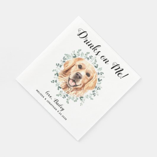Custom Dog Wedding Open Bar Golden Retriever Servet (Hoek)