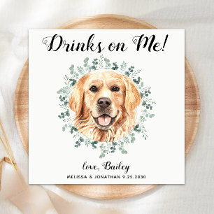 Custom Dog Wedding Open Bar Golden Retriever Servet