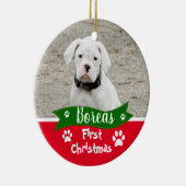 Custom Dogs First Christmas Keramisch Ornament (Rechts)