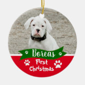 Custom Dogs First Christmas Keramisch Ornament (Voorkant)