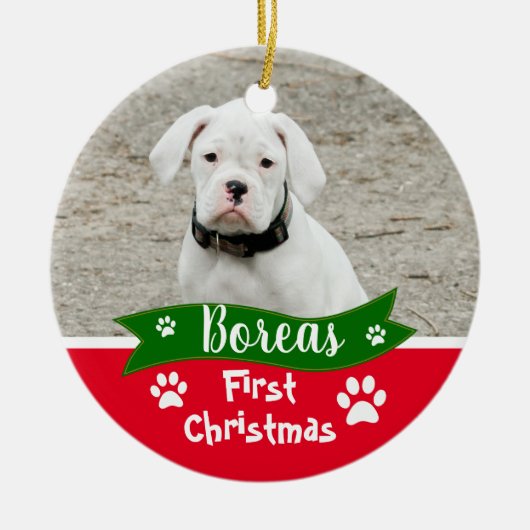 Custom Dogs First Christmas Keramisch Ornament (Voorkant)
