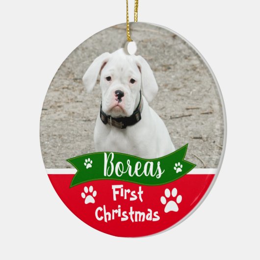 Custom Dogs First Christmas Keramisch Ornament (Links)