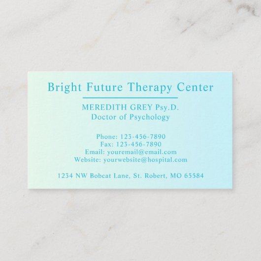 Custom Donker Blauwgroen Groen Bruin Artsen Fancy Visitekaartje (Achterkant)