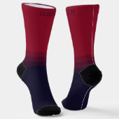 Custom Donker Navy Blauw Rood Maroon Kleur Blok Sokken (Gebogen)