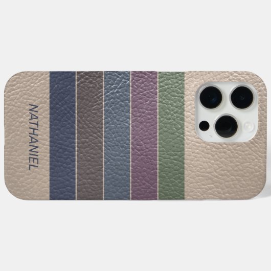 Custom Donkerblauw Beige Bruin Paarse Groene Strep Case-Mate iPhone Case (Achterkant (horizontaal))