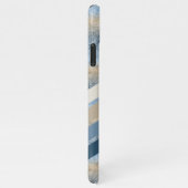 Custom Donkerblauw Grijs Taupe Bruin Beige Strepen iPhone Hoesje (Rechterkant)
