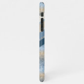 Custom Donkerblauw Grijs Taupe Bruin Beige Strepen iPhone Hoesje (Linkerkant)