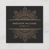 Custom Donkergrijs Bruin Roze Perzik Professional Vierkante Visitekaartje (Voorkant)